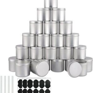 24 Pack Round Cans with Screw Lid 10 Oz Aluminum Metal Tins DIY Food Candle
